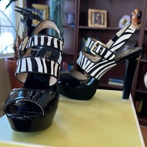Michael Kors Zebra Striped Platform calfhair size 9